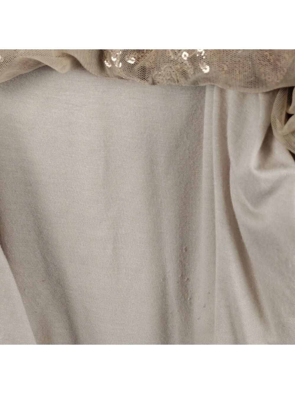 About A Girl Cream Tan Tulle Metallic Sequin Overlay Spaghetti Strap Tank Top - Picture 15 of 16